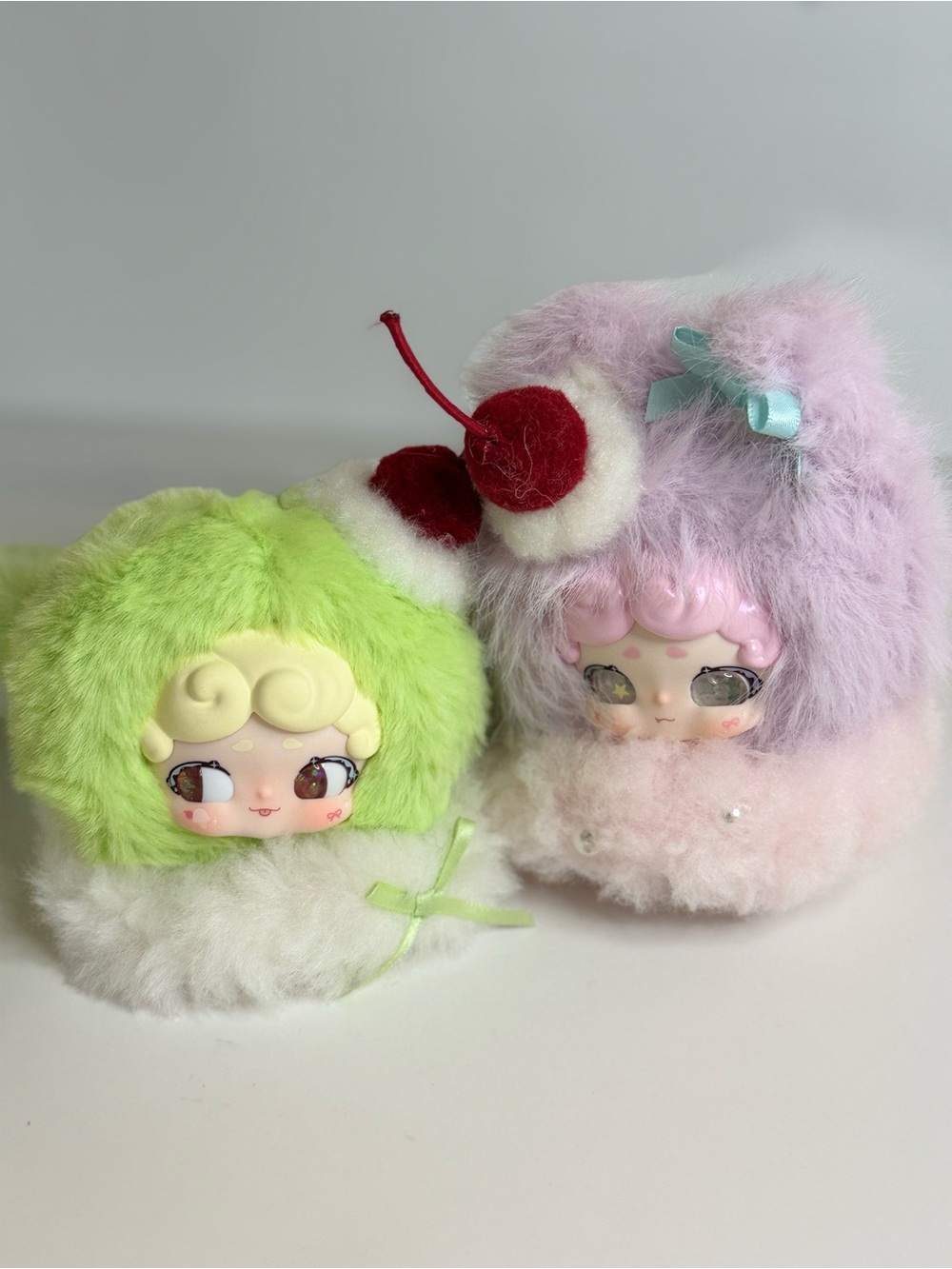 2 Lucky Deer Nai  - Pastel Green & Lavender Fuzzy Collectibles